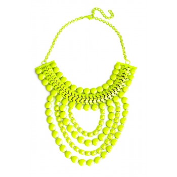 Neon Yellow Hand-painted Fringe Necklace